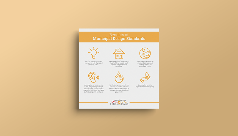 Municipal design standards infographic with icons