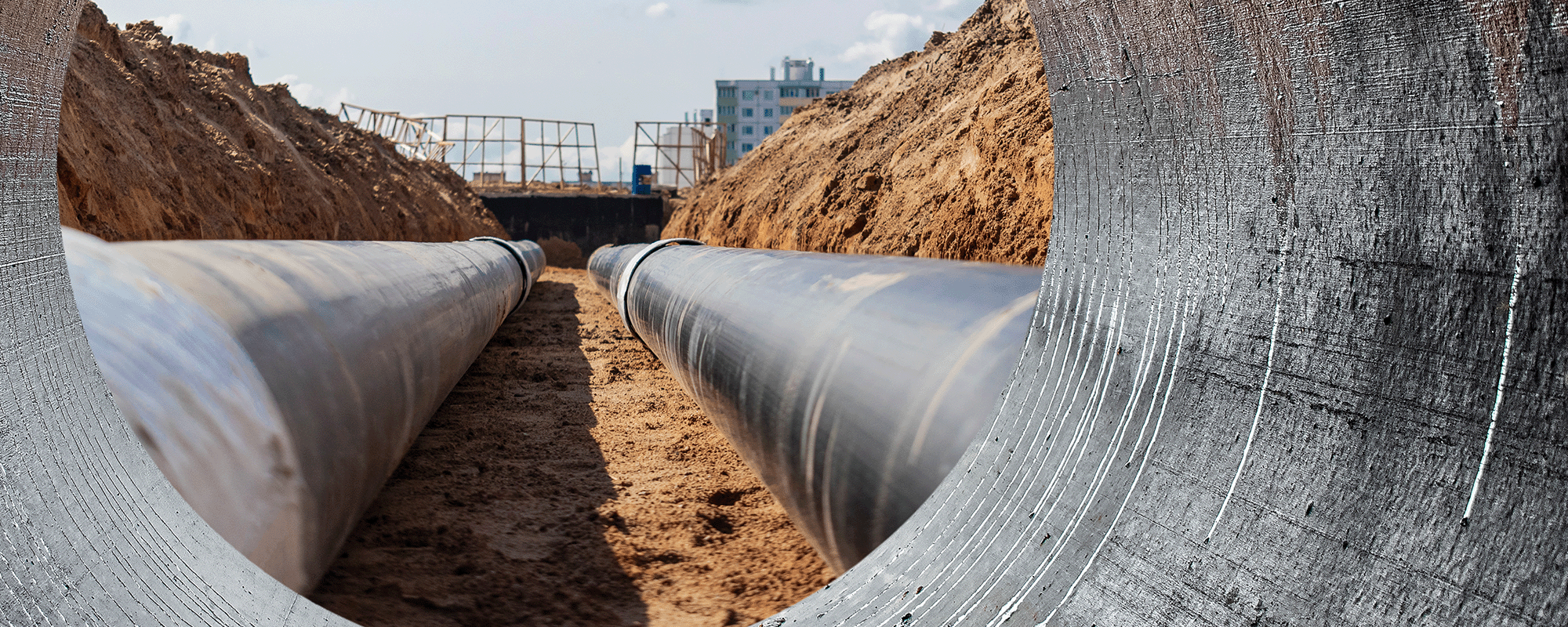 Close-up of pipelines from underground utilities