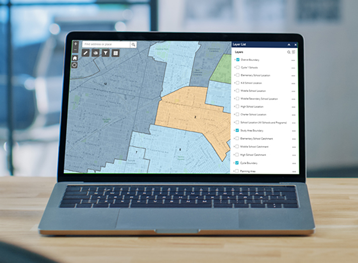 Boundary planning map on a computer