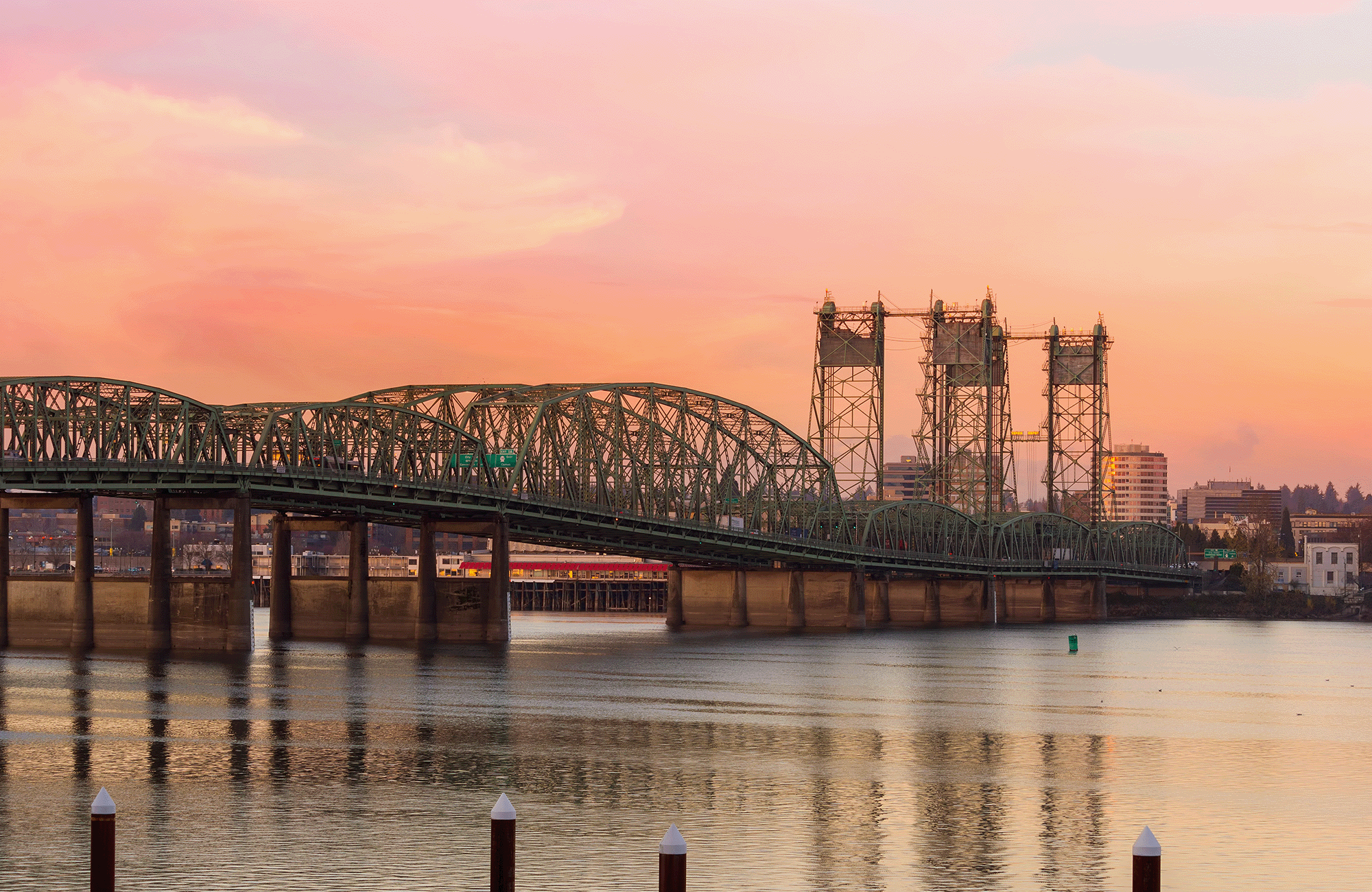 Bridge over the Columbia river looking into Vancouver Washington