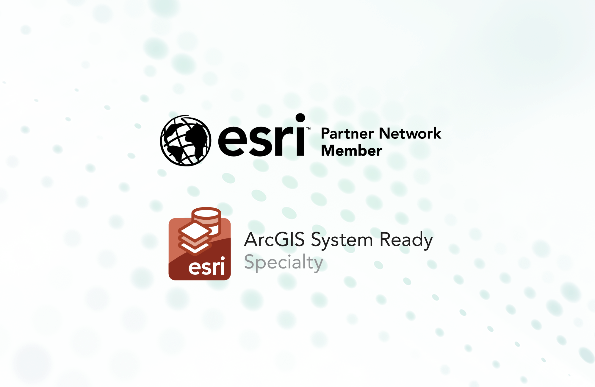 ESRI partner logo, and ArcGIS System Ready logo on a tech background