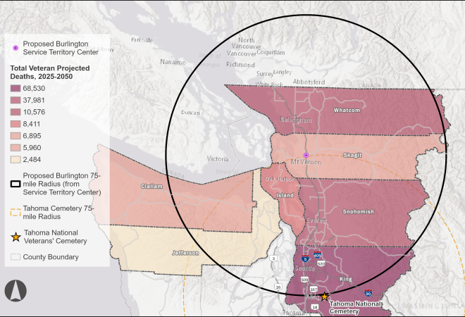Projected veteran deaths in Puget Sound, Washington
