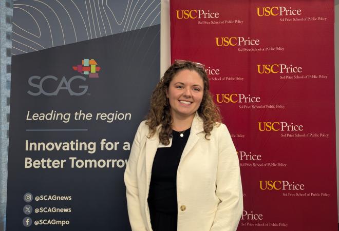 Emma at the 2025 SCAG Demographic Workshop in Los Angeles, California