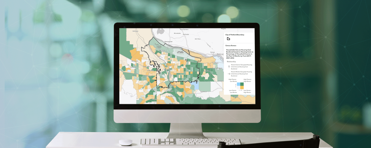 Example demographic services interactive map on a desktop computer