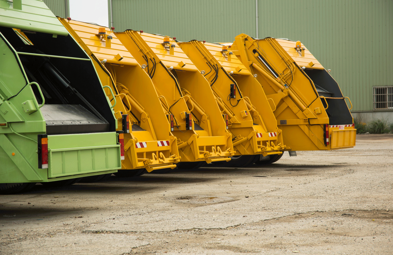 parked sanitation trucks