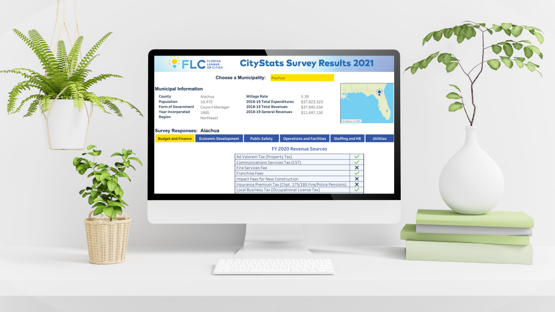 a computer screen showing the CityStats Survey Results dashboard